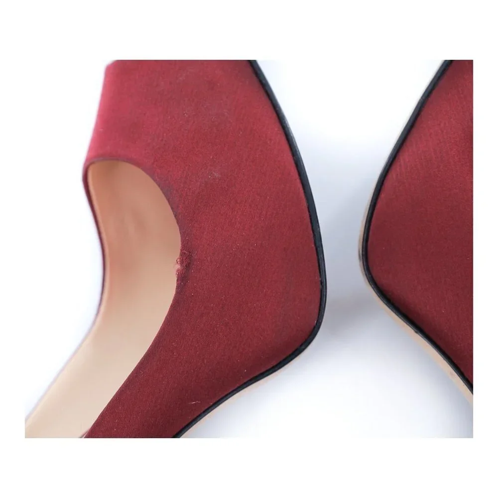 GIUSEPPE ZANOTTI Burgundy Caged Satin Peep Toe Pumps Heels